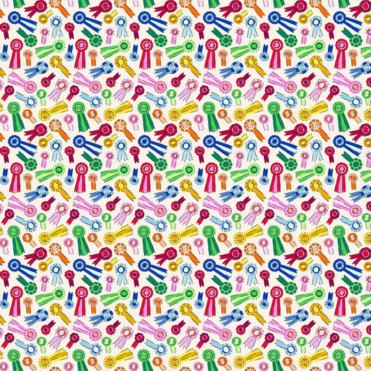 Wisconsin Best in Show Ribbons Cream DIGITALLY PRINTED Fabric - CD17776 - Riley Blake Quilting Cotton Fabric