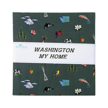Washington My Home 10" Stacker State Fabric - 10-16060-42 - 42-Piece Precut - Riley Blake Quilting Cotton Fabric