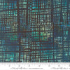 Image of Tranquil Patina Luminary Stack Horizon quilting cotton fabric by Debbie Maddy for Moda Fabrics. Features a geometric pattern on a blue background. Cute Little Fabric Shop.