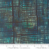 Image of Tranquil Patina Luminary Stack Horizon quilting cotton fabric by Debbie Maddy for Moda Fabrics. Features a geometric pattern on a blue background. Cute Little Fabric Shop.