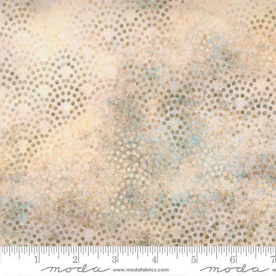 Image of Tranquil Patina Drishti Dot Natural quilting cotton fabric by Debbie Maddy for Moda Fabrics. Features dots on a cream background. Cute Little Fabric Shop.