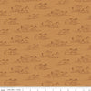 Image of The Homestead Horse Toile Ochre quilting cotton fabric by Tara Reed for Riley Blake Designs. Features horses on an orange background. Cute Little Fabric Shop.