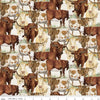 Image of The Homestead Herd of Cattle Cream quilting cotton fabric by Tara Reed for Riley Blake Designs. Features cows on a white background. Cute Little Fabric Shop.