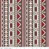 Image of The Homestead Blanket Red quilting cotton fabric by Tara Reed for Riley Blake Designs. Features geometric stripes on a red background. Cute Little Fabric Shop.