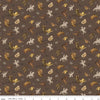 Image of The Homestead Icon Toss Brown quilting cotton fabric by Tara Reed for Riley Blake Designs. Features cowboys on a brown background. Cute Little Fabric Shop.