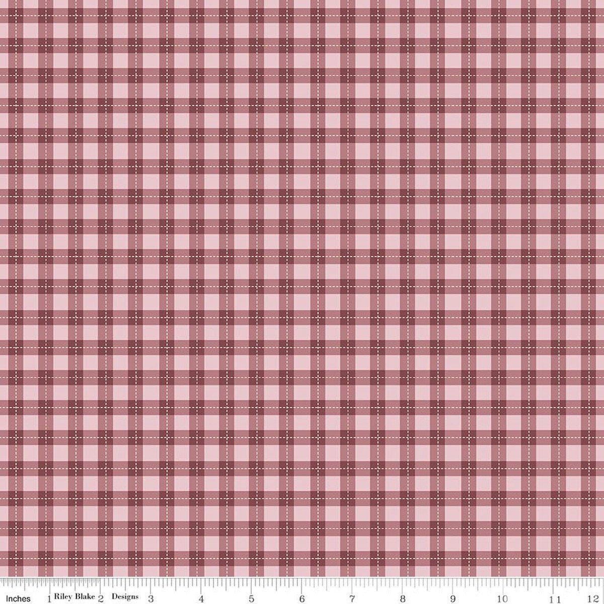 Image of Harvest on the Prairie Plaid Wine quilting cotton fabric by Modern Prairie for Riley Blake Designs. Features plaid on a purple background. Cute Little Fabric Shop.
