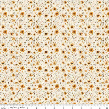Image of Harvest on the Prairie Sun Floral Cream quilting cotton fabric by Modern Prairie for Riley Blake Designs. Features flowers on a cream background. Cute Little Fabric Shop.