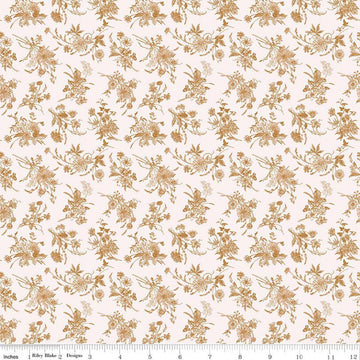 Image of Harvest on the Prairie Wildflowers Brown quilting cotton fabric by Modern Prairie for Riley Blake Designs. Features flowers on a white background. Cute Little Fabric Shop.