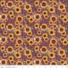 Image of Harvest on the Prairie Sunflowers Wine quilting cotton fabric by Modern Prairie for Riley Blake Designs. Features flowers on a purple background. Cute Little Fabric Shop.