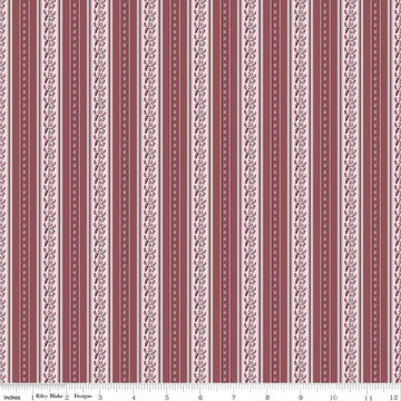 Image of Harvest on the Prairie Stripe Wine quilting cotton fabric by Modern Prairie for Riley Blake Designs. Features stripes on a purple background. Cute Little Fabric Shop.