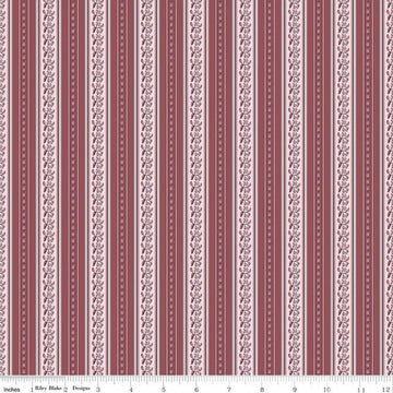 Image of Harvest on the Prairie Stripe Wine quilting cotton fabric by Modern Prairie for Riley Blake Designs. Features stripes on a purple background. Cute Little Fabric Shop.