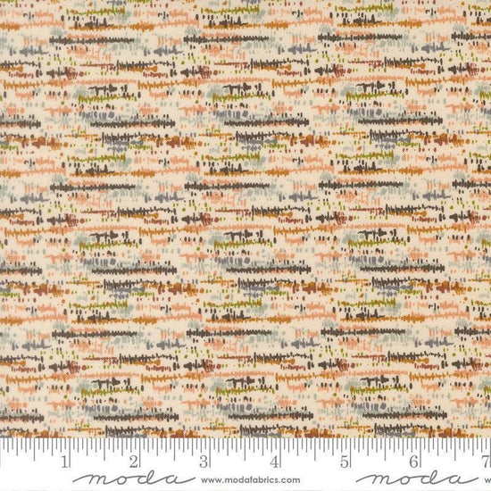 Image of Wellspring Blotted Eggshell quilting cotton fabric by Fancy That Design House for Moda Fabrics. Features stripes on a cream background. Cute Little Fabric Shop.