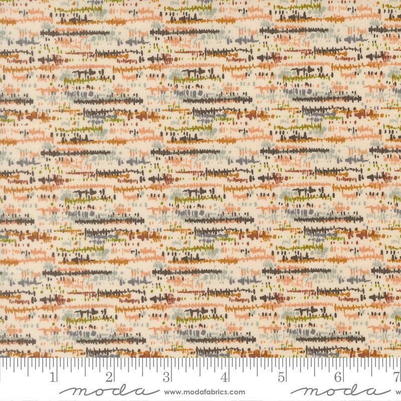 Image of Wellspring Blotted Eggshell quilting cotton fabric by Fancy That Design House for Moda Fabrics. Features stripes on a cream background. Cute Little Fabric Shop.