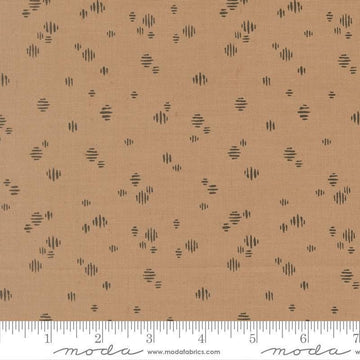 Image of Wellspring Dashed Mink quilting cotton fabric by Fancy That Design House for Moda Fabrics. Features dots on a brown background. Cute Little Fabric Shop.