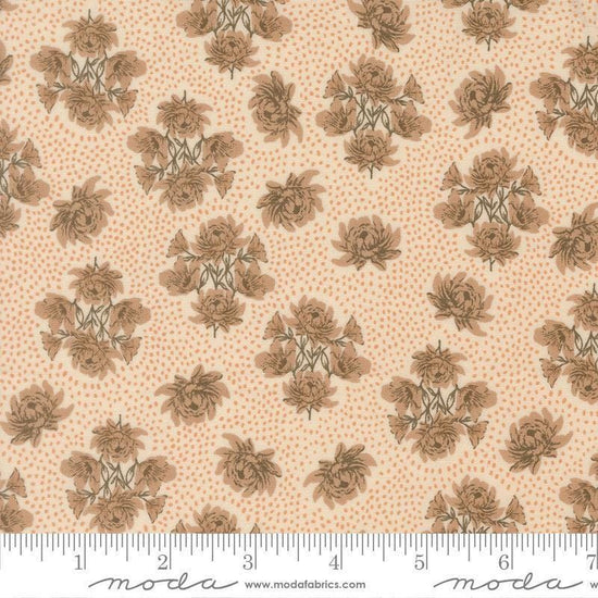 Image of Wellspring Speckled Serenade Eggshell quilting cotton fabric by Fancy That Design House for Moda Fabrics. Features flowers on a cream background. Cute Little Fabric Shop.