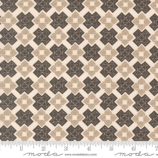 Image of Imprint Marble Floors Iron quilting cotton fabric by Sewn By Amy Schelle for Moda Fabrics. Features a geometric pattern on a cream background. Cute Little Fabric Shop.