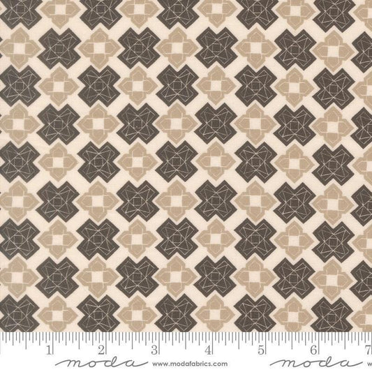 Image of Imprint Marble Floors Iron quilting cotton fabric by Sewn By Amy Schelle for Moda Fabrics. Features a geometric pattern on a cream background. Cute Little Fabric Shop.
