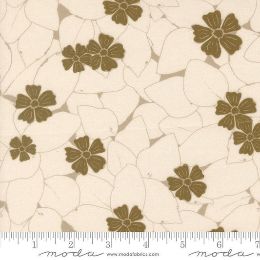 Image of Imprint Vines Ivory quilting cotton fabric by Sewn By Amy Schelle for Moda Fabrics. Features flowers on a cream background. Cute Little Fabric Shop.