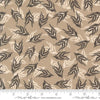 Image of Imprint Dancing Palms Stone quilting cotton fabric by Sewn By Amy Schelle for Moda Fabrics. Features leaves on a brown background. Cute Little Fabric Shop.