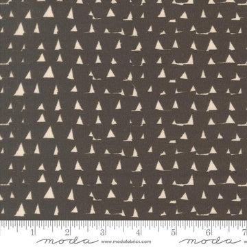 Image of Imprint Blocks Iron quilting cotton fabric by Sewn By Amy Schelle for Moda Fabrics. Features shapes on a brown background. Cute Little Fabric Shop.