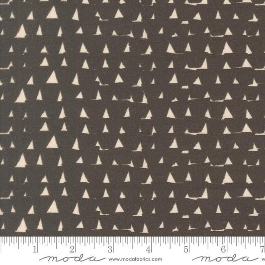 Image of Imprint Blocks Iron quilting cotton fabric by Sewn By Amy Schelle for Moda Fabrics. Features shapes on a brown background. Cute Little Fabric Shop.
