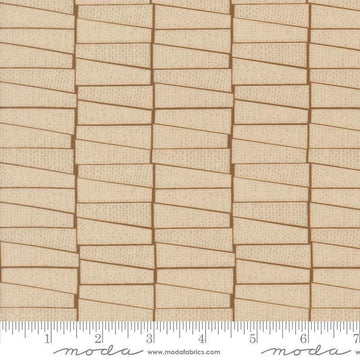 Image of Imprint Stacked Umber quilting cotton fabric by Sewn By Amy Schelle for Moda Fabrics. Features a geometric pattern on a cream background. Cute Little Fabric Shop.