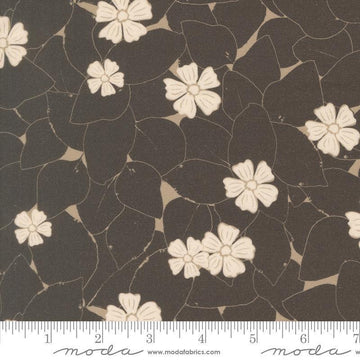 Image of Imprint Vines Iron quilting cotton fabric by Sewn By Amy Schelle for Moda Fabrics. Features flowers on a brown background. Cute Little Fabric Shop.