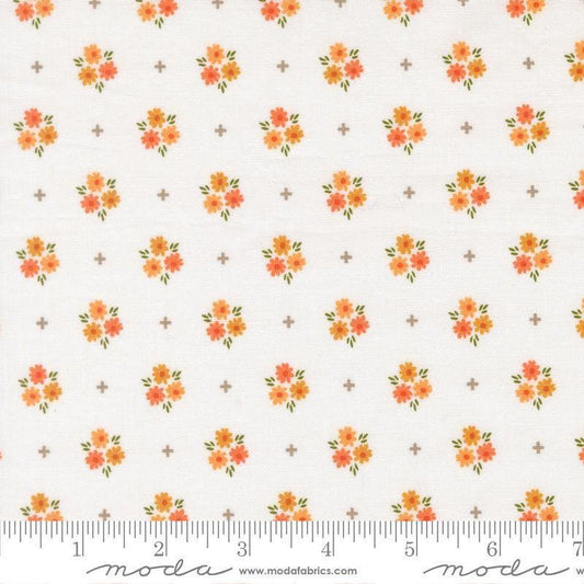 Image of Birch and Willow Blooms Cloud quilting cotton fabric by Sherri & Chelsi for Moda Fabrics. Features flowers on a white background. Cute Little Fabric Shop.