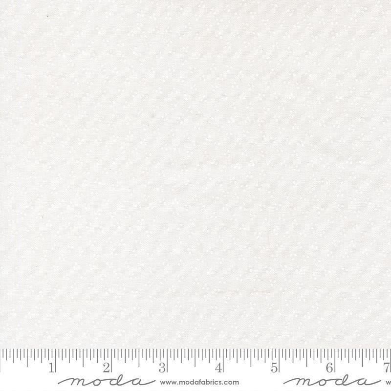 Image of Birch and Willow Spring Dot Cloud White quilting cotton fabric by Sherri & Chelsi for Moda Fabrics. Features dots on a white background. Cute Little Fabric Shop.