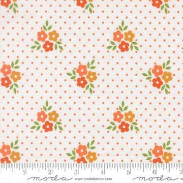 Image of Birch and Willow Autumn Cloud quilting cotton fabric by Sherri & Chelsi for Moda Fabrics. Features flowers and dots on a white background. Cute Little Fabric Shop.