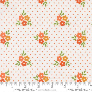 Image of Birch and Willow Autumn Cloud quilting cotton fabric by Sherri & Chelsi for Moda Fabrics. Features flowers and dots on a white background. Cute Little Fabric Shop.