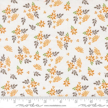 Image of Birch and Willow Flora Cloud quilting cotton fabric by Sherri & Chelsi for Moda Fabrics. Features leaves on a white background. Cute Little Fabric Shop.