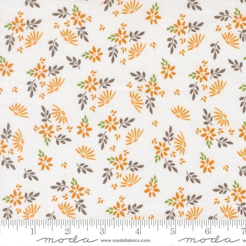 Image of Birch and Willow Flora Cloud quilting cotton fabric by Sherri & Chelsi for Moda Fabrics. Features leaves on a white background. Cute Little Fabric Shop.
