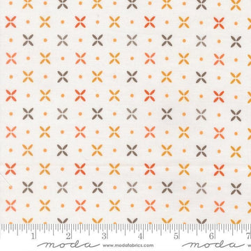 Image of Birch and Willow Orange Peel Cloud quilting cotton fabric by Sherri & Chelsi for Moda Fabrics. Features dots and shapes on a white background. Cute Little Fabric Shop.