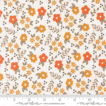 Image of Birch and Willow Mums Florals Cloud quilting cotton fabric by Sherri & Chelsi for Moda Fabrics. Features flowers on a white background. Cute Little Fabric Shop.