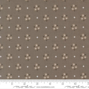 Image of Birch and Willow Blooms Slate quilting cotton fabric by Sherri & Chelsi for Moda Fabrics. Features flowers on a gray background. Cute Little Fabric Shop.