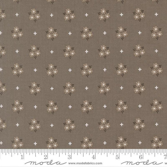 Image of Birch and Willow Blooms Slate quilting cotton fabric by Sherri & Chelsi for Moda Fabrics. Features flowers on a gray background. Cute Little Fabric Shop.