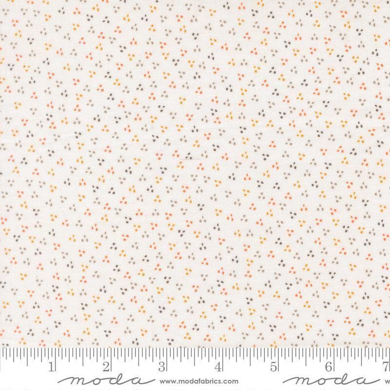 Image of Birch and Willow Spring Dot Cloud quilting cotton fabric by Sherri & Chelsi for Moda Fabrics. Features dots on a white background. Cute Little Fabric Shop.
