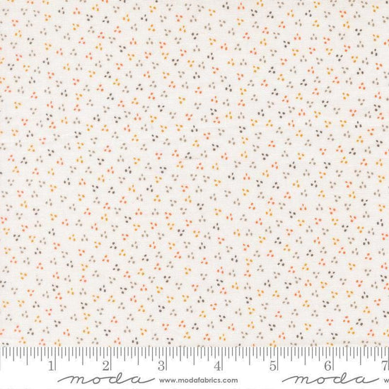 Image of Birch and Willow Spring Dot Cloud quilting cotton fabric by Sherri & Chelsi for Moda Fabrics. Features dots on a white background. Cute Little Fabric Shop.