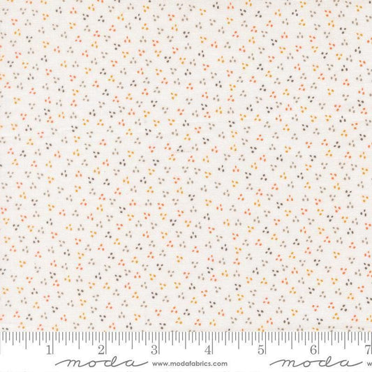 Image of Birch and Willow Spring Dot Cloud quilting cotton fabric by Sherri & Chelsi for Moda Fabrics. Features dots on a white background. Cute Little Fabric Shop.