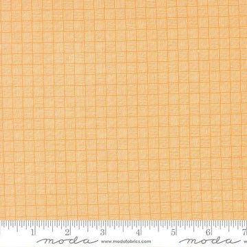 Image of Birch and Willow Crosshatch Amber quilting cotton fabric by Sherri & Chelsi for Moda Fabrics. Features squares on a yellow background. Cute Little Fabric Shop.