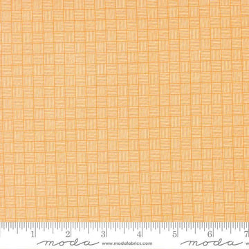 Image of Birch and Willow Crosshatch Amber quilting cotton fabric by Sherri & Chelsi for Moda Fabrics. Features squares on a yellow background. Cute Little Fabric Shop.