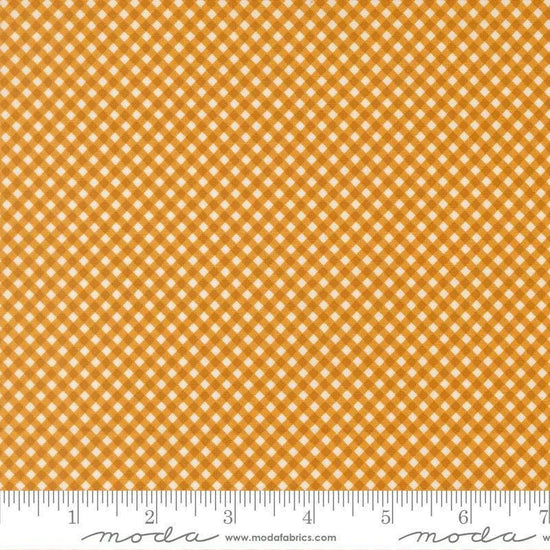 Image of Birch and Willow Gingham Golden quilting cotton fabric by Sherri & Chelsi for Moda Fabrics. Features gingham on a yellow background. Cute Little Fabric Shop.