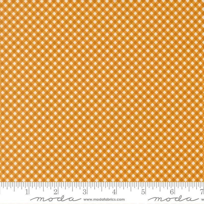 Image of Birch and Willow Gingham Golden quilting cotton fabric by Sherri & Chelsi for Moda Fabrics. Features gingham on a yellow background. Cute Little Fabric Shop.
