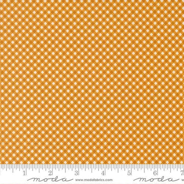 Image of Birch and Willow Gingham Golden quilting cotton fabric by Sherri & Chelsi for Moda Fabrics. Features gingham on a yellow background. Cute Little Fabric Shop.