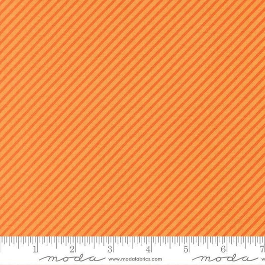 Image of Birch and Willow Stripe Amber quilting cotton fabric by Sherri & Chelsi for Moda Fabrics. Features stripes on an orange background. Cute Little Fabric Shop.