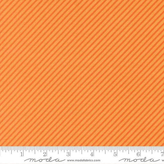 Image of Birch and Willow Stripe Amber quilting cotton fabric by Sherri & Chelsi for Moda Fabrics. Features stripes on an orange background. Cute Little Fabric Shop.