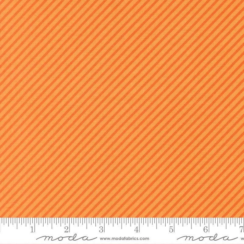 Image of Birch and Willow Stripe Amber quilting cotton fabric by Sherri & Chelsi for Moda Fabrics. Features stripes on an orange background. Cute Little Fabric Shop.