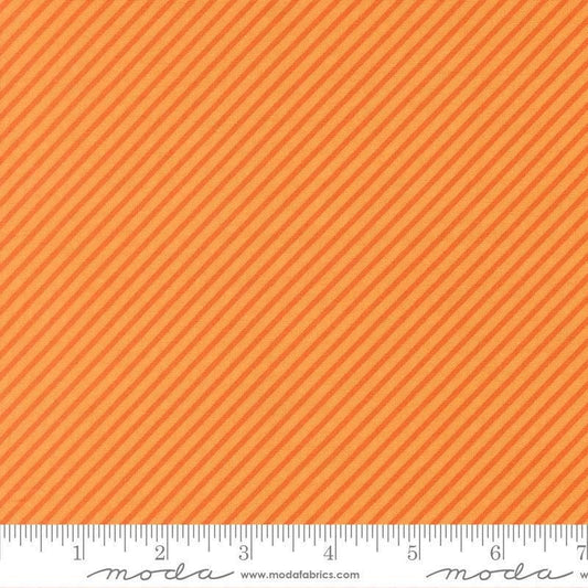 Image of Birch and Willow Stripe Amber quilting cotton fabric by Sherri & Chelsi for Moda Fabrics. Features stripes on an orange background. Cute Little Fabric Shop.