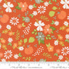 Image of Birch and Willow Pumpkin Patch Spice quilting cotton fabric by Sherri & Chelsi for Moda Fabrics. Features flowers on an orange background. Cute Little Fabric Shop.